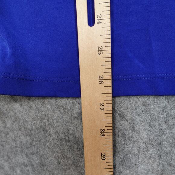 Susan Graver Top Womens 2X Liquid Knit Tunic Stretch Mock Neck Ruched Blue - Picture 8 of 9